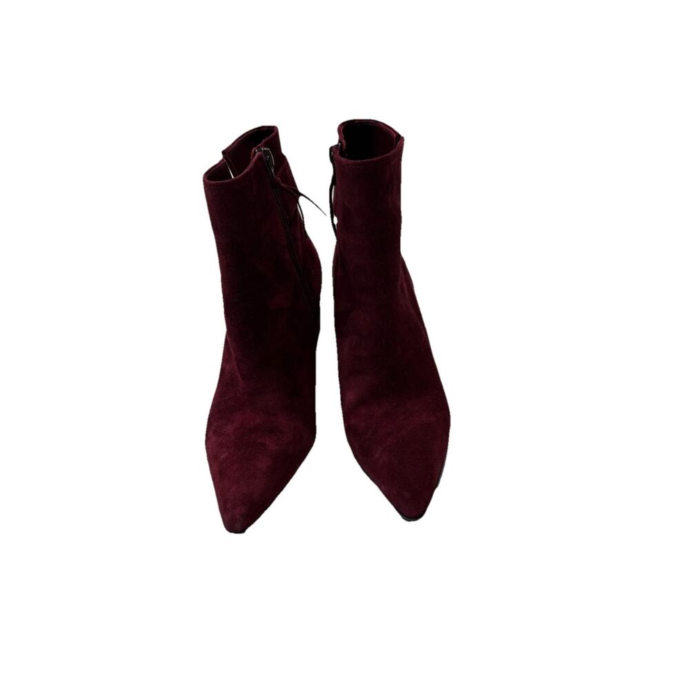Footnotes Women’s Size 7 Suede Ankle Booties Red Burgundy W/ Tassle Y2K style - Picture 3 of 9
